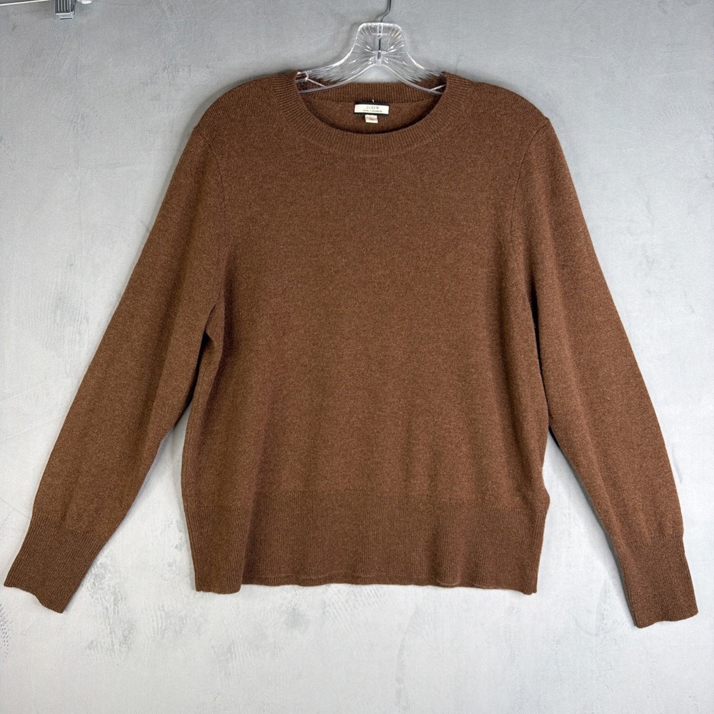 J.Crew 100% Cashmere Sweater Mens L Brown Crewneck Knit Classic